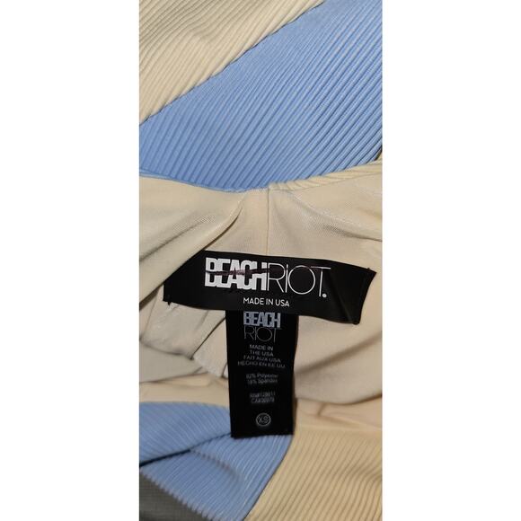 New FREE PEOPLE Beach Riot Bree Ribbed One-Piece $168 X-SMALL Blue/Ivory - Picture 5 of 6